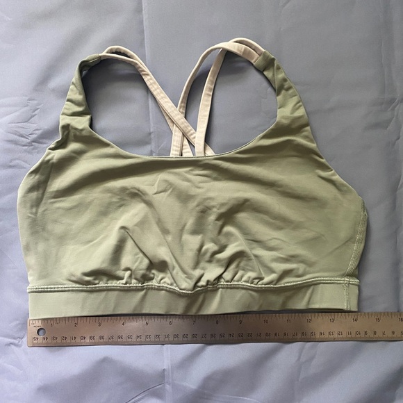 Lululemon Energy Sports Bra Green / White Strappy Women's Workout Size 10 - Picture 3 of 5
